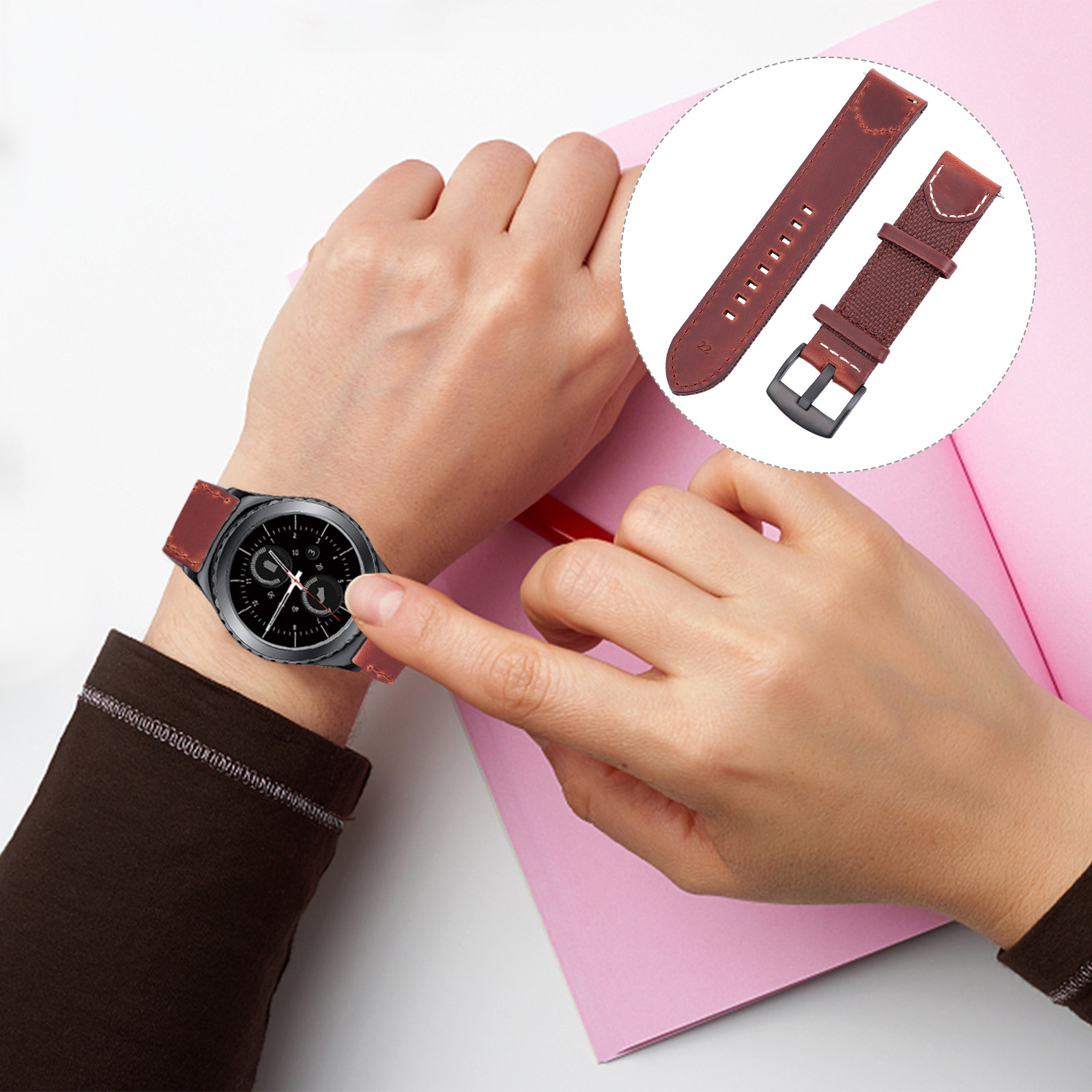 Smartwatch Premium Watches For Men - 22Mm Premium Vintage Watchband Nylon Strap
