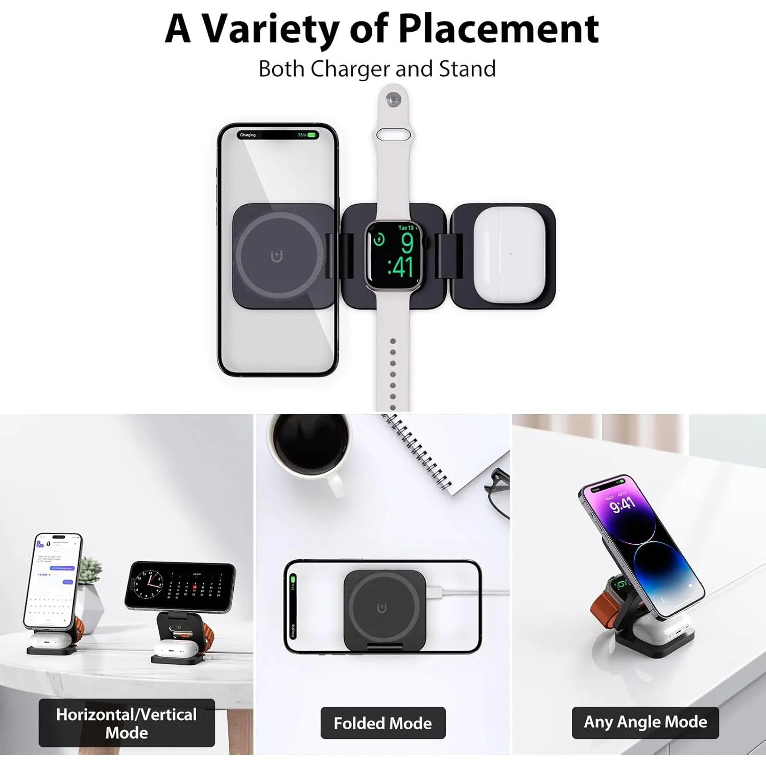 Foldable 3 in 1 Fast Wireless  - đánh giá và giá Smartwatch Watches Compatible With Iphone