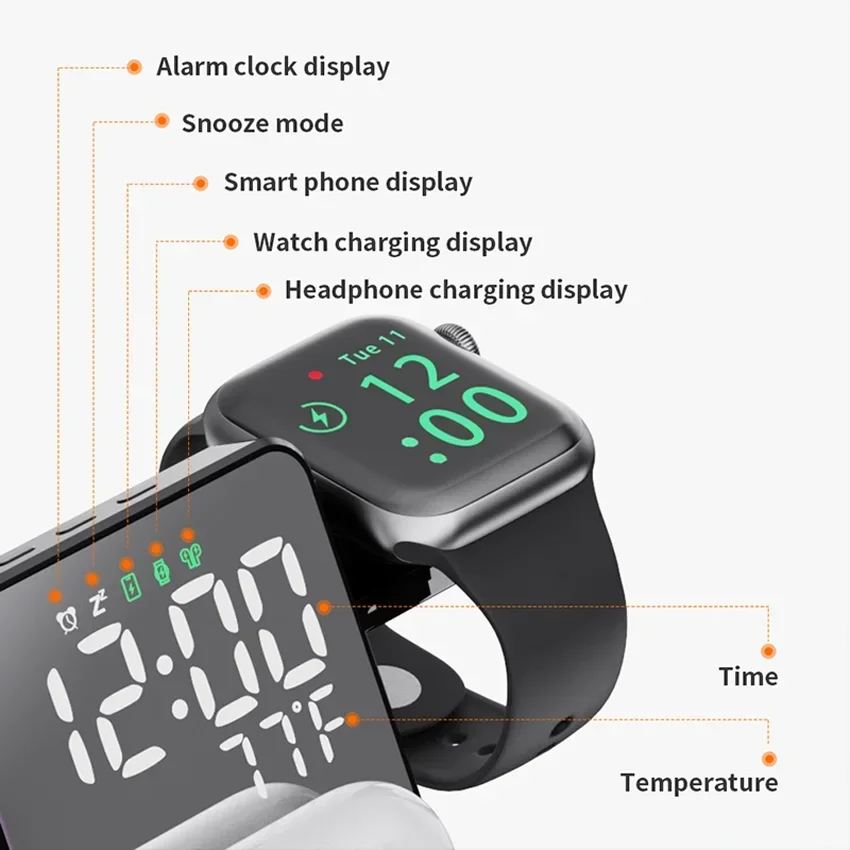 Wireless Charger Alarm Clock S - đánh giá và giá Smartwatch Watches Compatible With Iphone