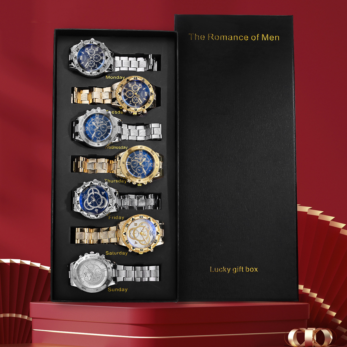 Men 7‑Pcs Watch Iced‑Out Rhine - đánh giá và giá Smartwatch Premium Watches For Men