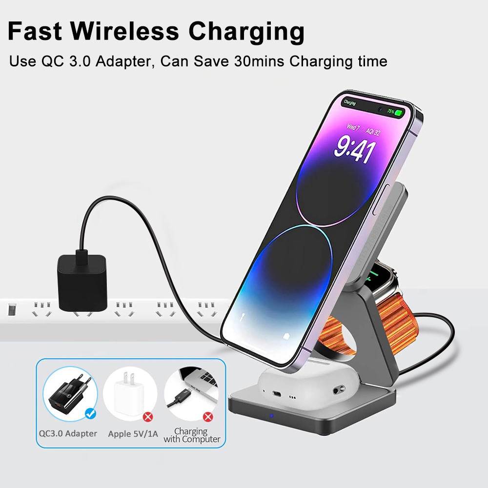 Wireless Charger 3 in 1 Foldab - đánh giá và giá Smartwatch Watches Compatible With Iphone
