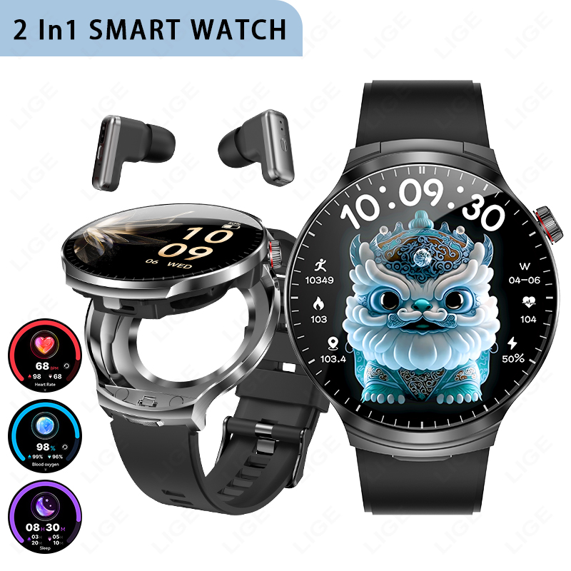 LIGE New TWS 2 in 1 Headset Sm - đánh giá và giá Smartwatch Noise Watches For Men