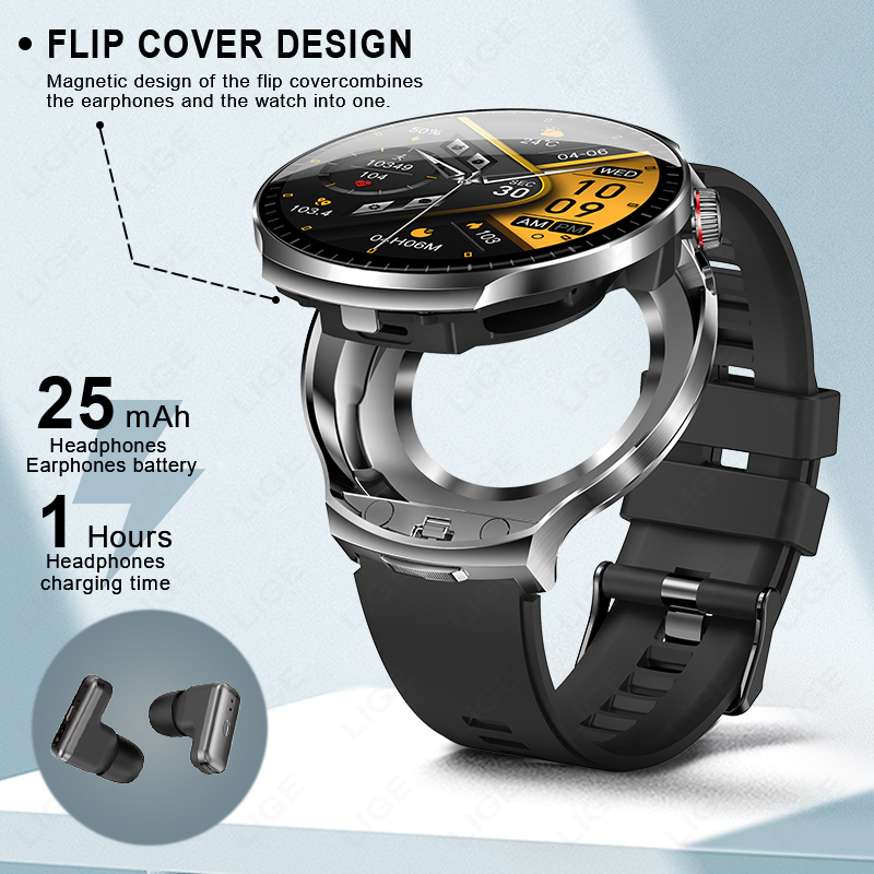 LIGE 2026 New TWS 2 in 1 Heads - đánh giá và giá Smartwatch Noise Watches For Men