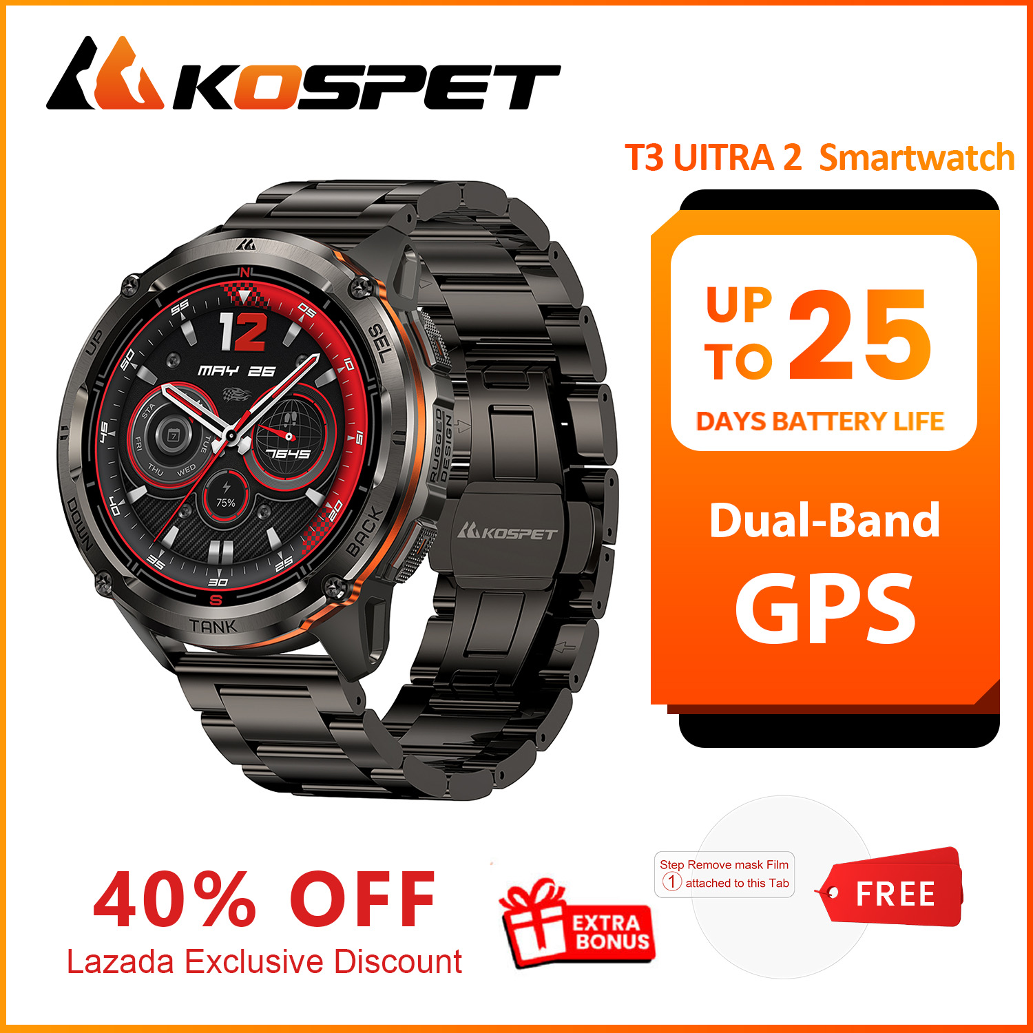 2026 New KOSPET TANK T3 Uitra2 - đánh giá và giá Smartwatch Premium Watches For Men