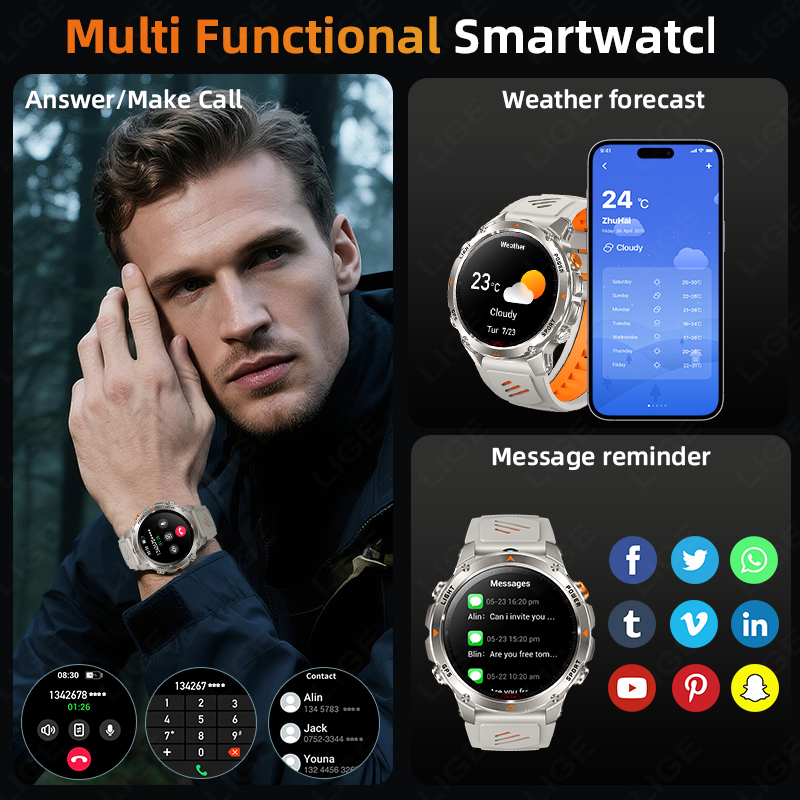 LIGE Rugged GPS Track Smart Wa - đánh giá và giá Smartwatch Sports Watches For Men