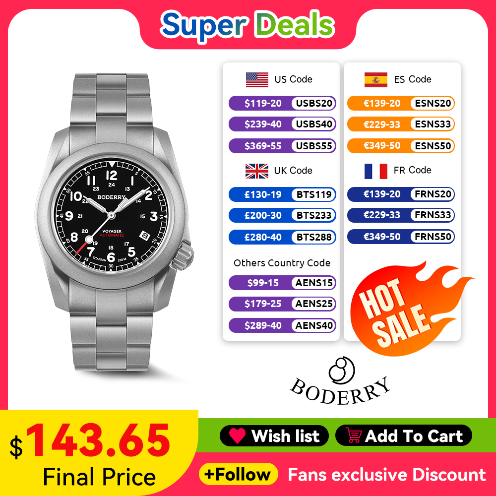 Boderry Voyager Field Watch Ti - đánh giá và giá Seiko Watch 5 Sports